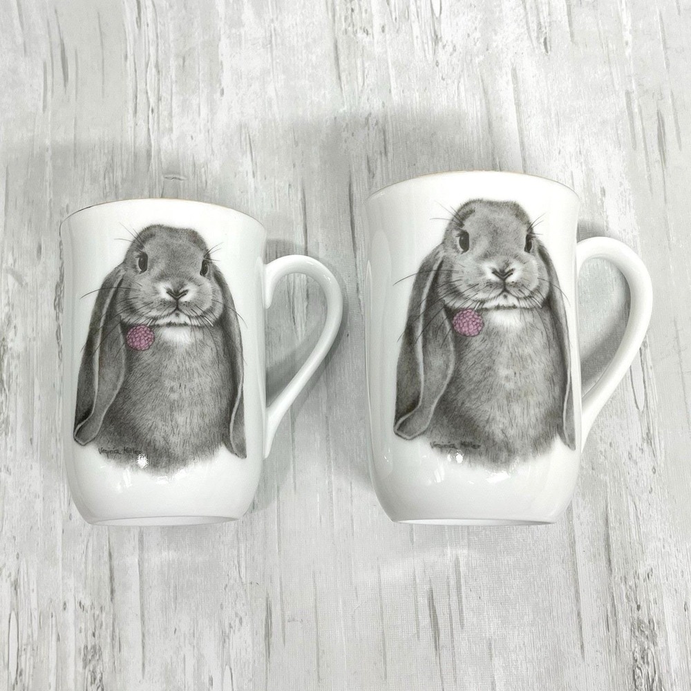 Otagiri Jonah's Workshop Vintage Easter Bunny Rabbit 8oz Coffee‎ Mug Set Of 2